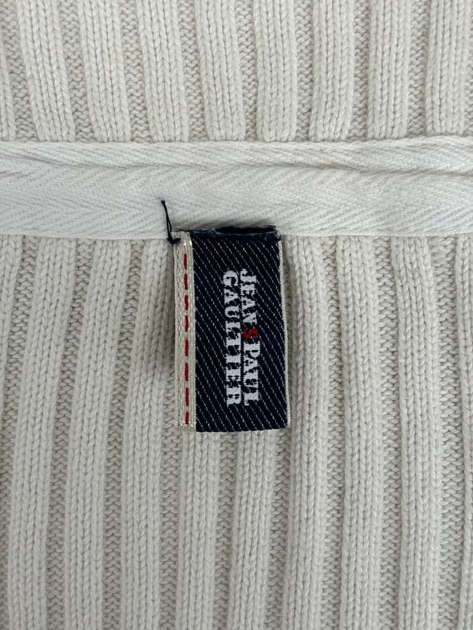 Jean Paul Gaultier 2000s Jean Paul Gaultier Cream Cotton Ribbed Zip-up Sweater Size US M / EU 48-50 / 2 - 10 Thumbnail
