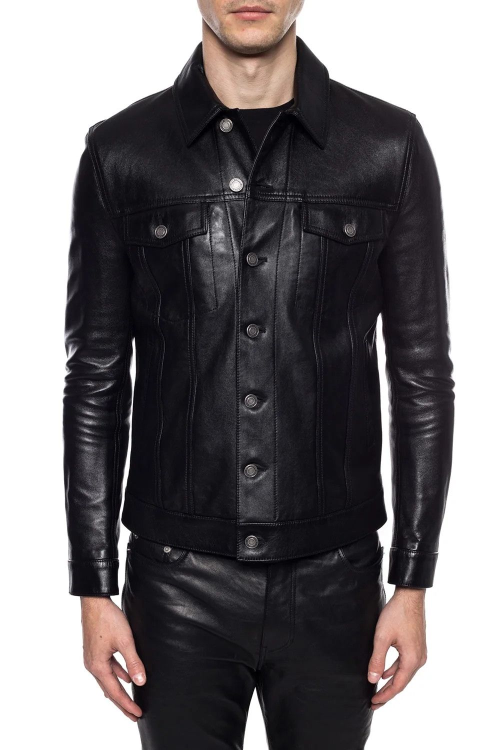Saint Laurent Paris o1y0325 Leather Jacket in Black Size US L / EU 52-54 / 3 - 3 Thumbnail