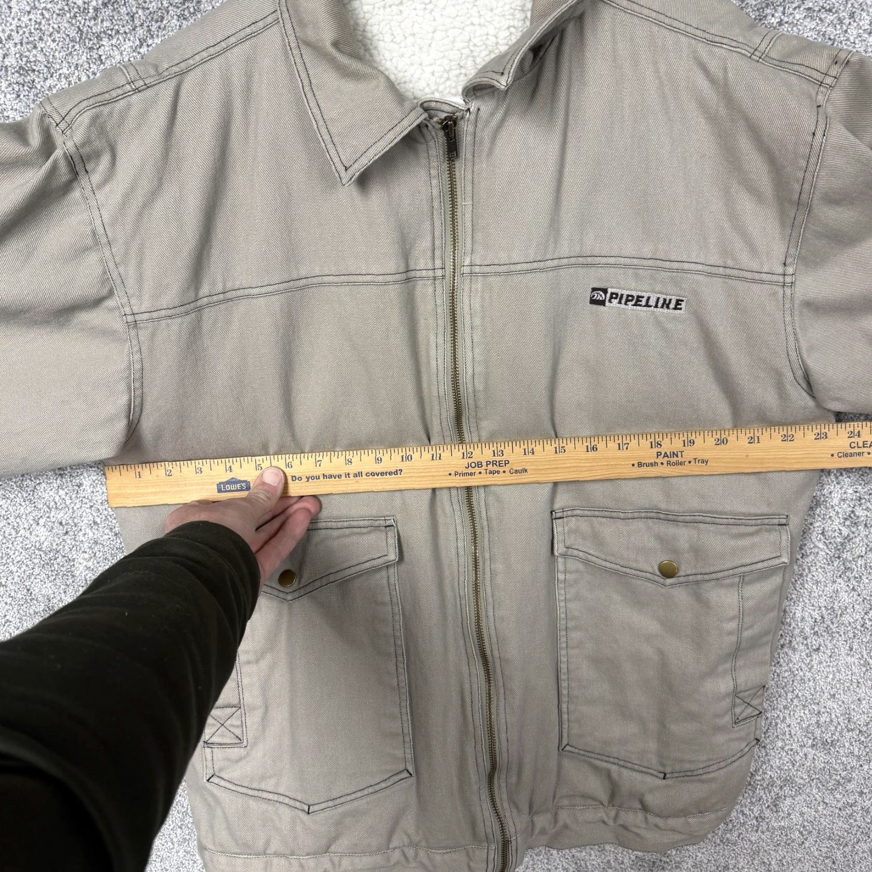 Vintage VTG 90s Pipeline Chore Jacket Mens L Beige Sherpa Lined Workwear Bomber Jacket Shaft? Size US L / EU 52-54 / 3 - 4 Thumbnail
