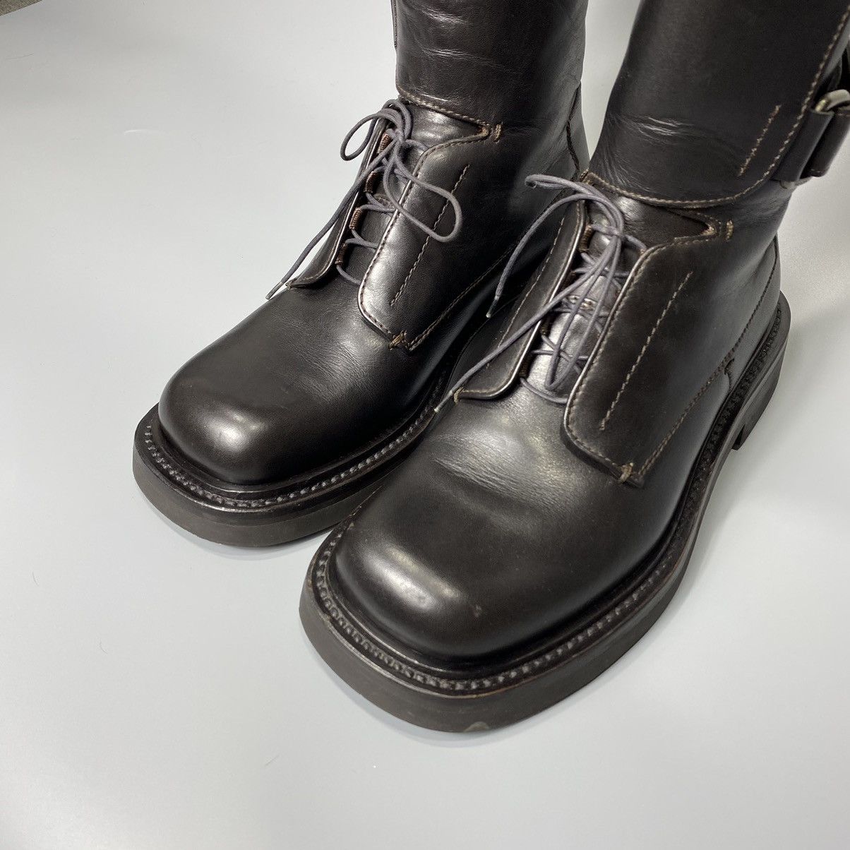 Prada FW99 Double Strapped Square Toe Boots (RUNWAY) Size US 6 / EU 39 - 11 Thumbnail