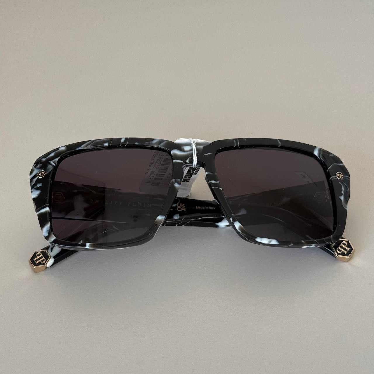 Philipp Plein Philipp Plein Hexagon SPP081 Men’s Sunglasses Marble Black Size ONE SIZE - 10 Thumbnail