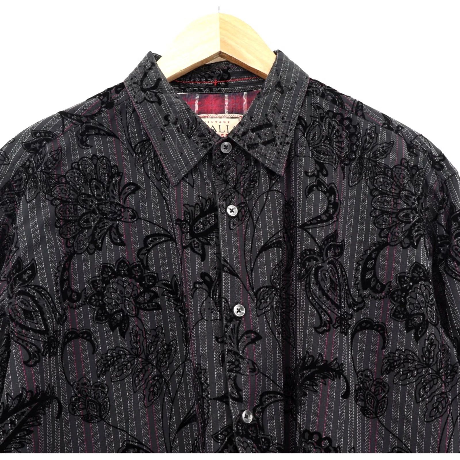 Velvet Vintage Italia Shirt XL Black Floral Velvet Button-Up Long Sleeve Men’s Button-Down Shirt Size US XL / EU 56 / 4 - 3 Thumbnail