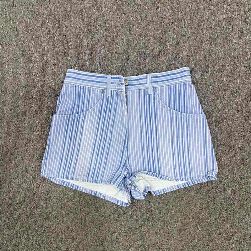 Chanel Chanel Light Blue Striped Cotton Shorts 0089 Size 23" - 1 Thumbnail