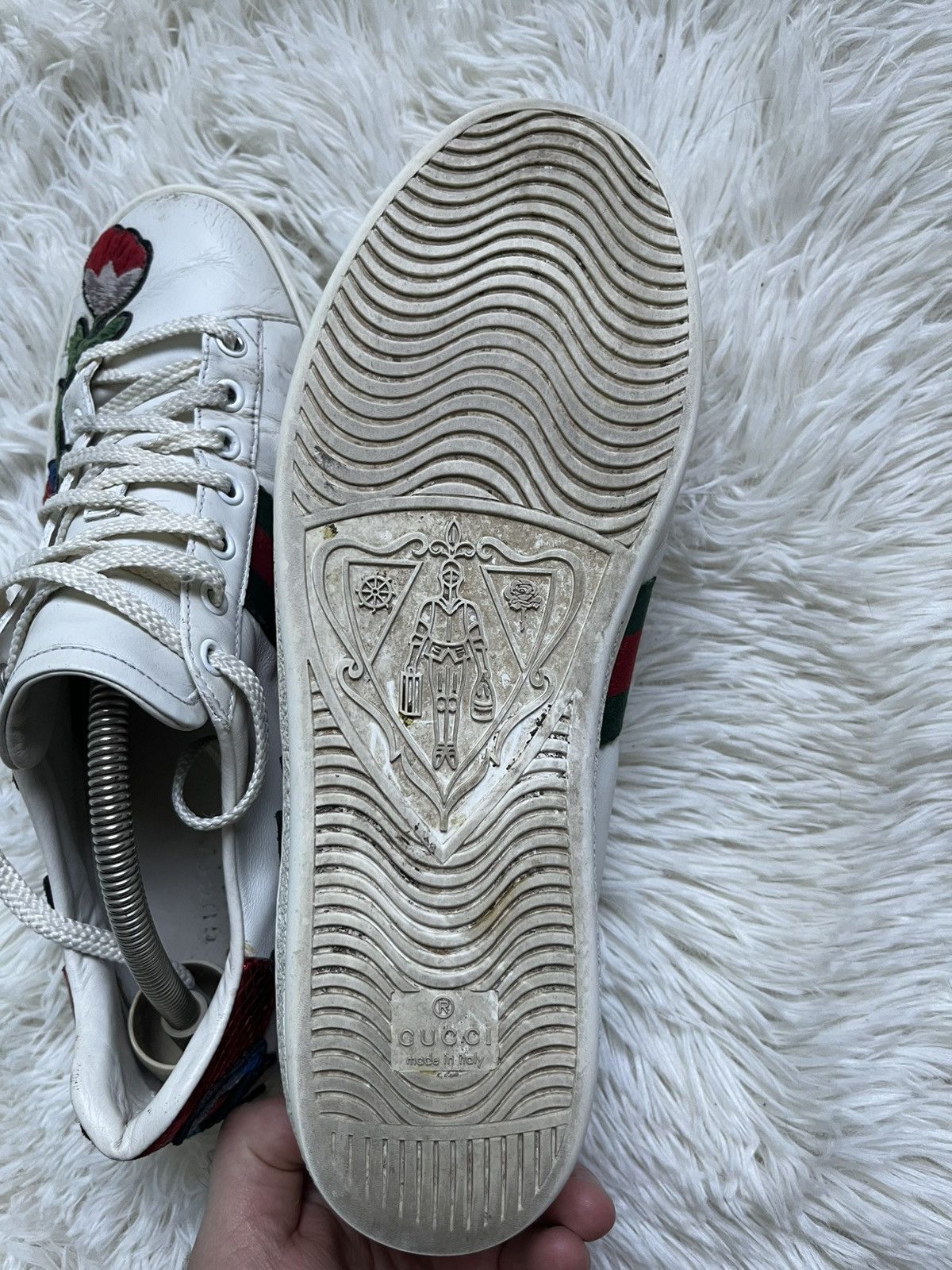 Gucci Gucci ace Floral Print Leather Sneakers Size US 9 / IT 39 - 7 Thumbnail