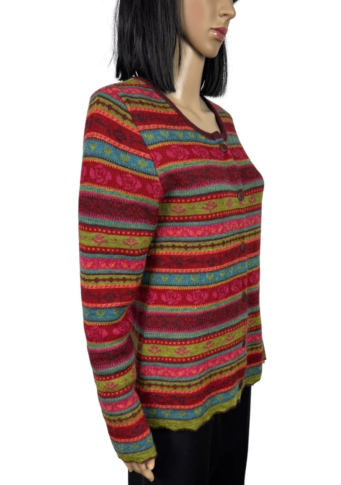 Other Flomax Wool Knit Cardigan Striped Floral Pattern size S Size S / US 4 / IT 40 - 3 Thumbnail