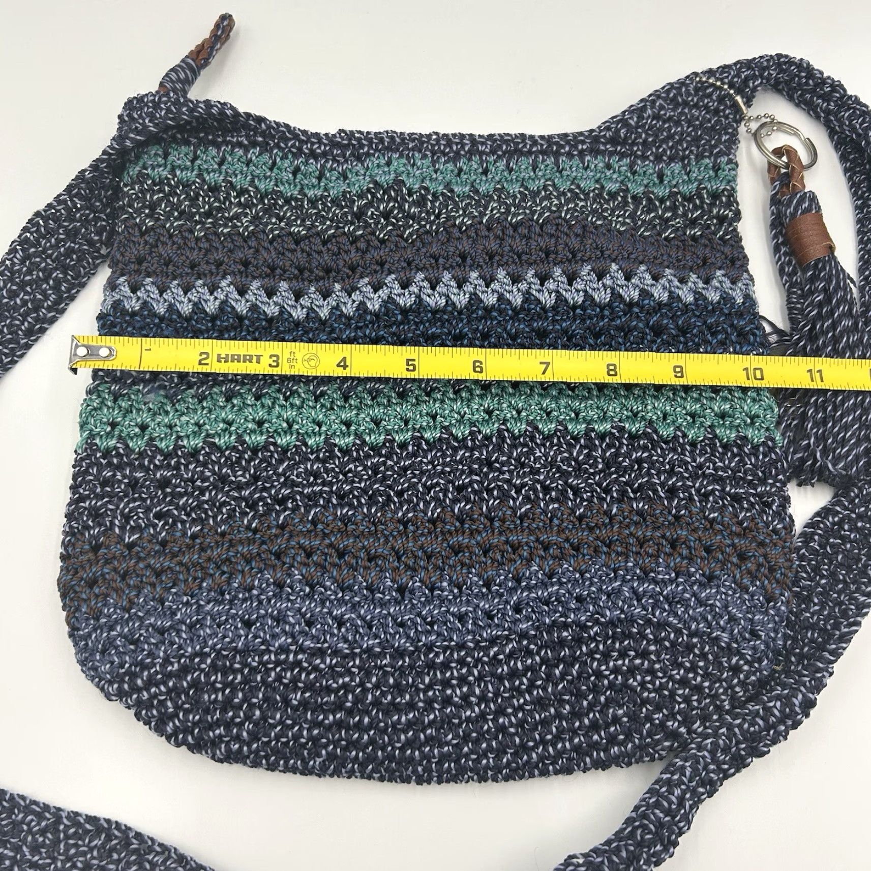 The Sak VINTAGE The Sak Crocheted Blue Multi Shoulder Handbag Zipper Adjustable Strap Pockets Size ONE SIZE - 5 Thumbnail