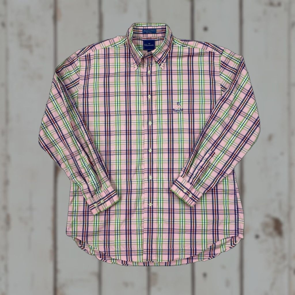 Faconnable Façonnable Pink Plaid Button-Down Shirt Mens L Long Sleeve Faconnable Linen Button Down Shirt Plaid Men’s Large Regular Shirts Size US L / EU 52-54 / 3 - 1 Thumbnail