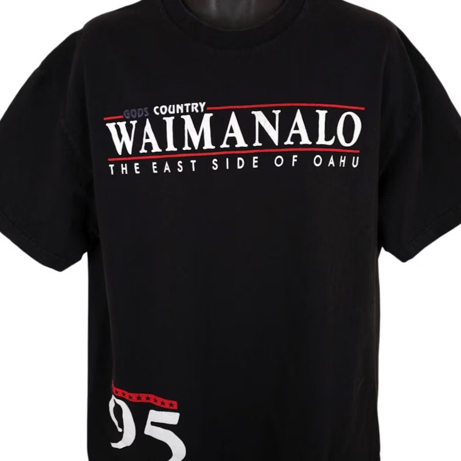 Vintage Waimanalo Oahu T Shirt Mens XL Black Hawaii Travel Destination Gods Country Slick Symbol Pattern: Solid Short Sleeve Crew Neck Cotton Vintage: No Size US XL / EU 56 / 4 - 2 Thumbnail