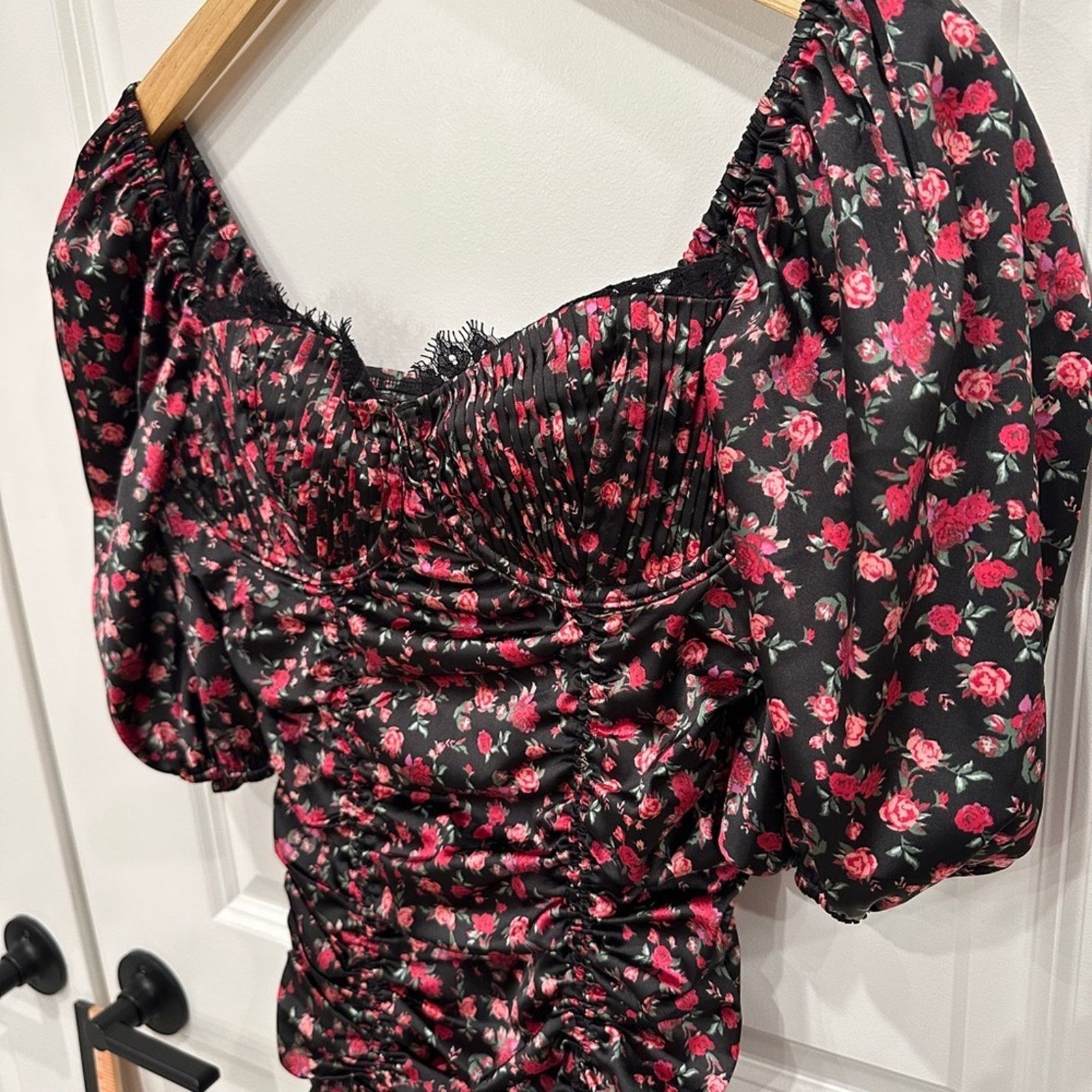 For Love & Lemons For Love And Lemons Black and Pink Floral Dress Size S / US 4 / IT 40 - 4 Thumbnail