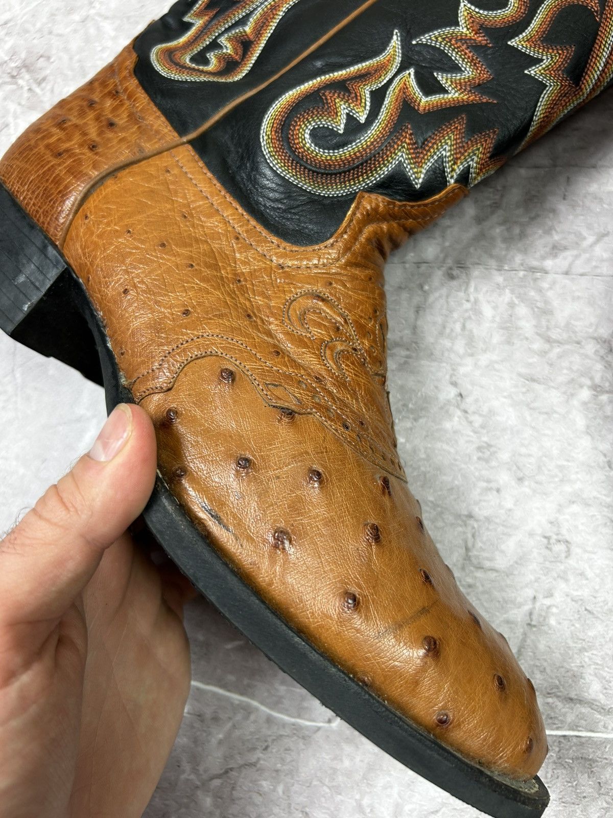 Tony Lama Tony Lama Black brown Ostrich Western Cowboy Boots Size US 9 / EU 42 - 13 Thumbnail