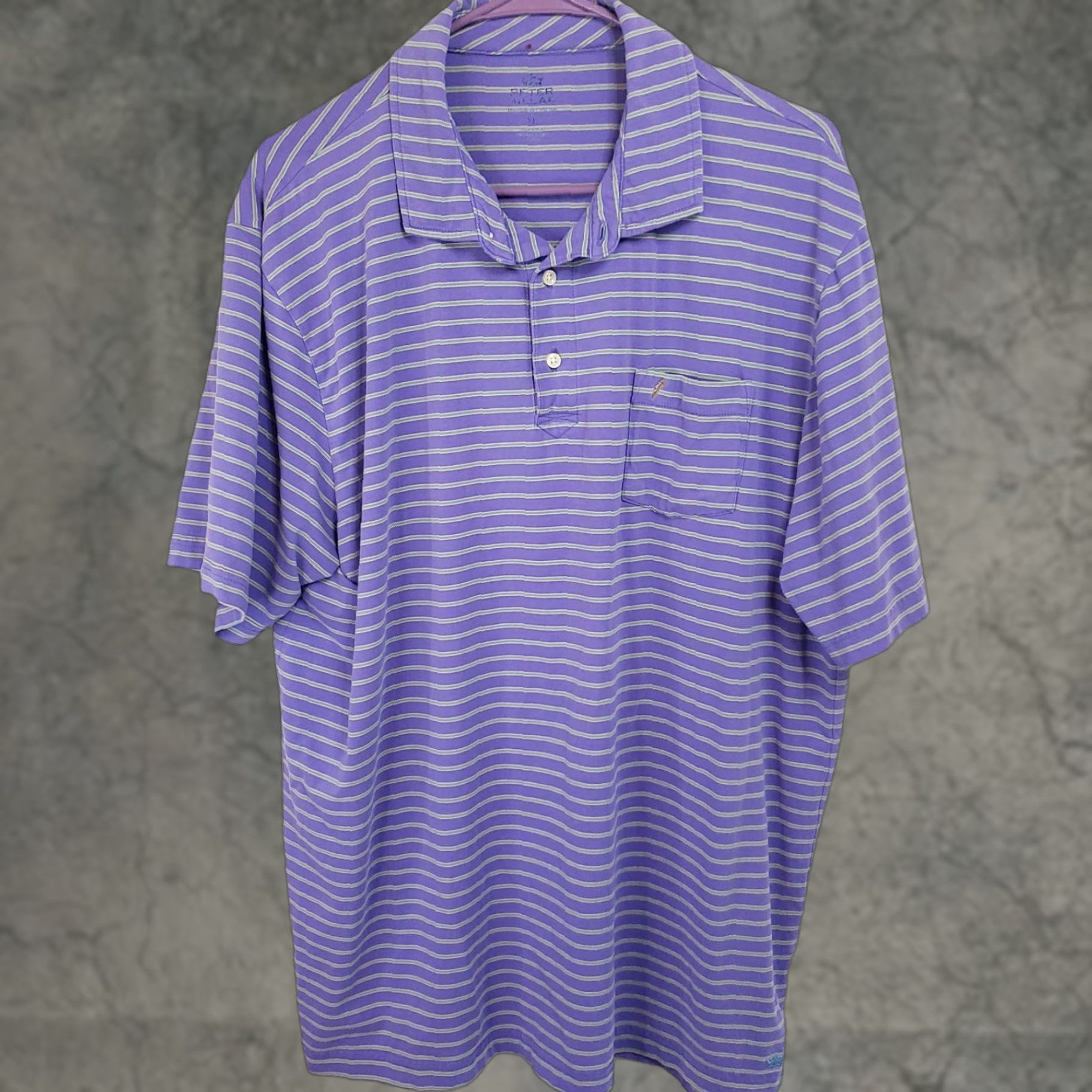Peter Millar Peter Millar Mountainside Collection Polo Shirt Purple Stripe XL Men Short Sleeve Knit Stretch Size US XL / EU 56 / 4 - 1 Thumbnail