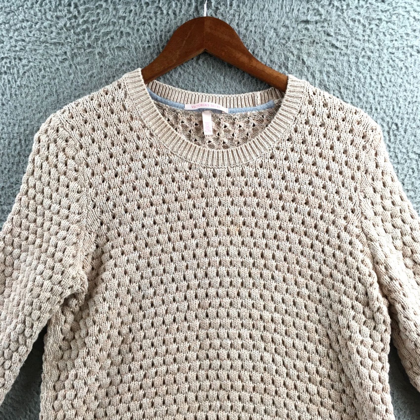 Victoria's Secret Victoria'S Secret Sweater Womens XL Beige Oatmeal Open Knit Pullover Cotton Size XL / US 12-14 / IT 48-50 - 2 Thumbnail