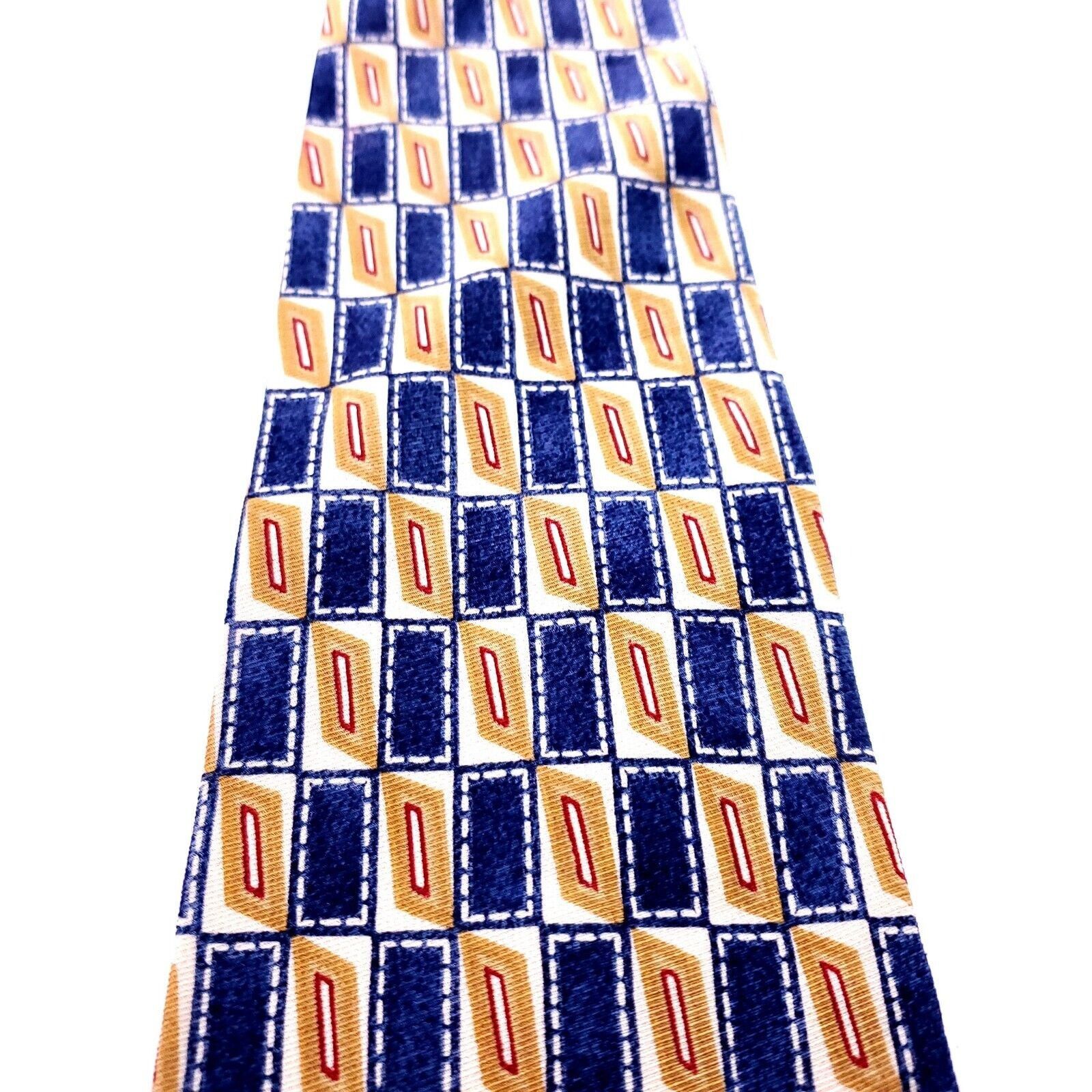 Perry Ellis Perry Ellis Print Blue Orange Geometric Wide Vintage USA Size ONE SIZE - 2 Thumbnail