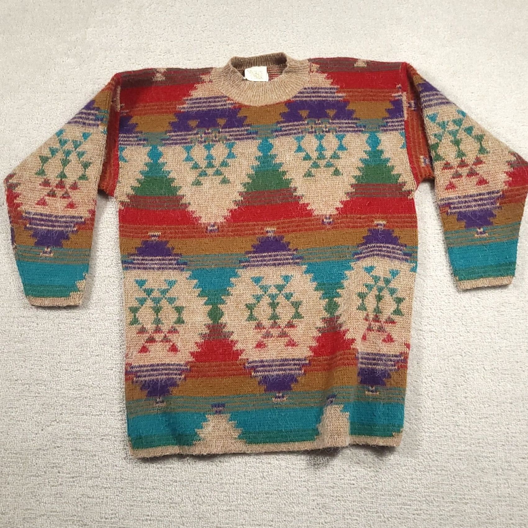Needles VINTAGE Needles and Yarn Pullover Sweater Unisex Adults Large Oversized Aztec USA Made Sweater Size L / US 10 / IT 46 - 2 Thumbnail