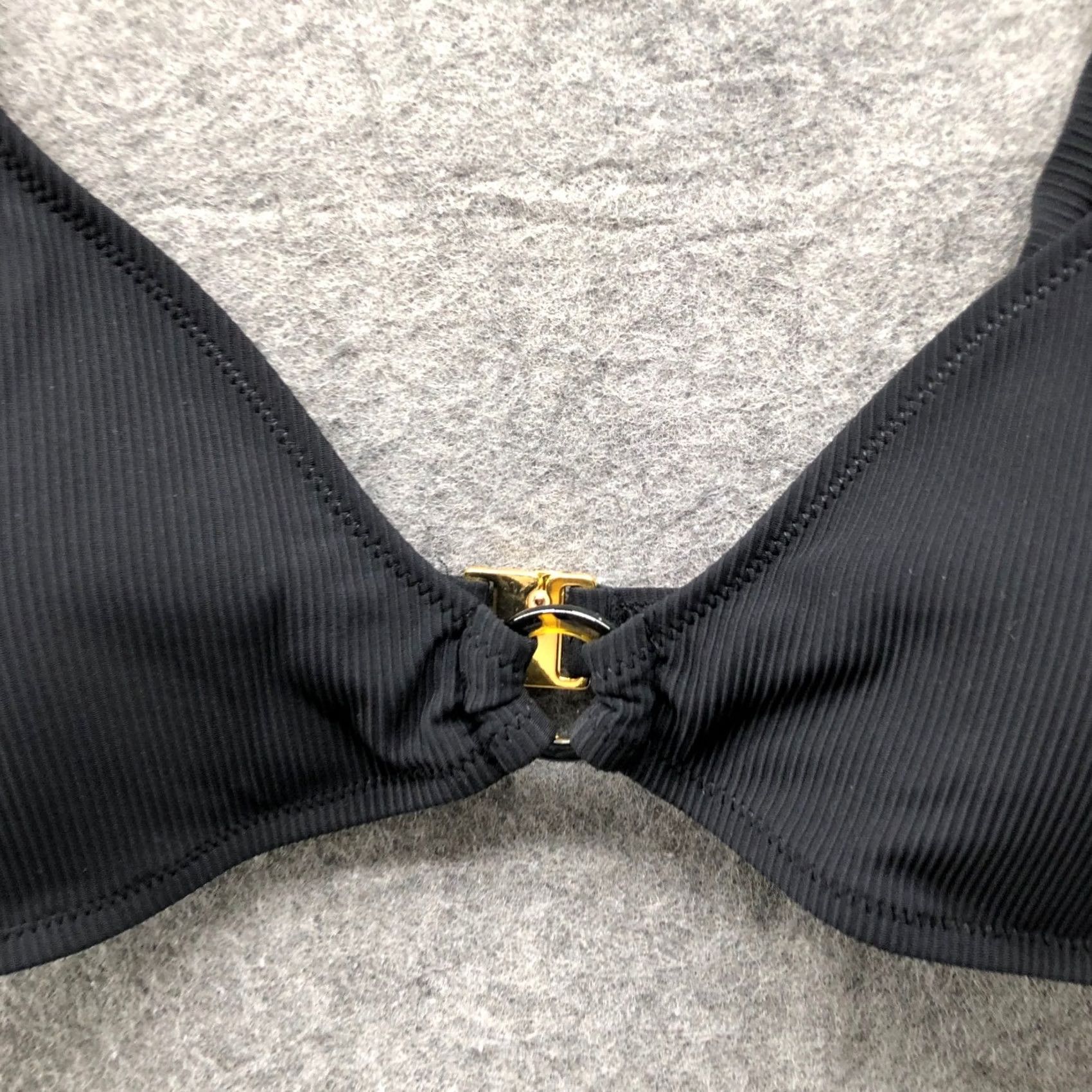Vintage VINTAGE Charmo Ribbed Triangle Bikini Top Womens XL Black UPF 50 Padded Ring Front Size XL / US 12-14 / IT 48-50 - 5 Thumbnail