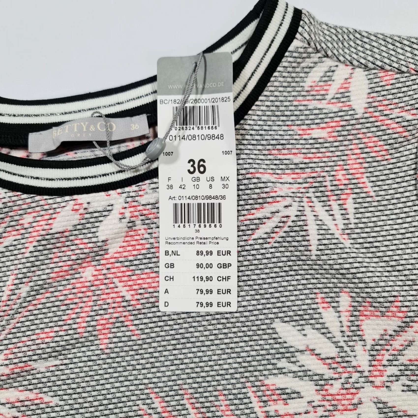 CO Betty & Co Dress Womens 10 Grey Sleeve Floral Knee Length Ladies Size L / US 10 / IT 46 - 3 Thumbnail