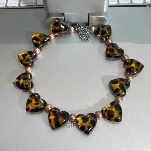 Jewelry Tortoiseshell Heart Pendant Pearl Necklace, Chunky Choker Size ONE SIZE - 6 Thumbnail
