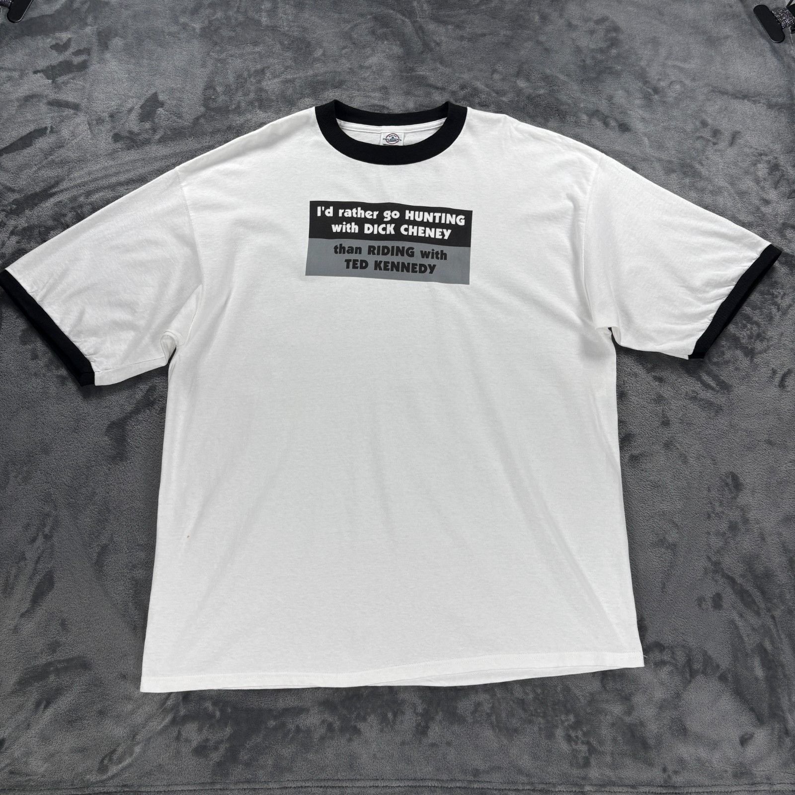 Delta VINTAGE DICK CHENEY Hunting Ted Kennedy Ringer T shirt Kenne Size US XL / EU 56 / 4 - 9 Thumbnail