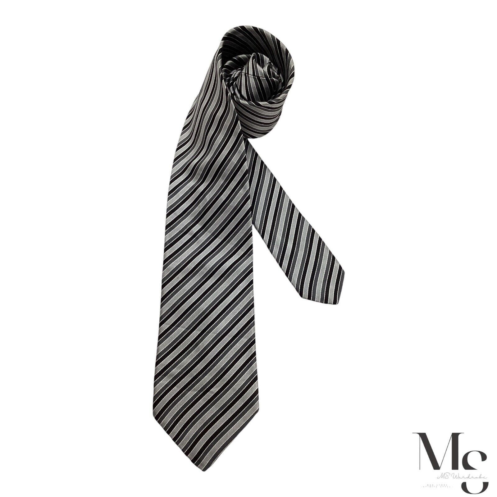 Brioni BRIONI XL Gray Striped Silk Tie Made In Italy W: 3.5" EX CON Size ONE SIZE - 1 Thumbnail