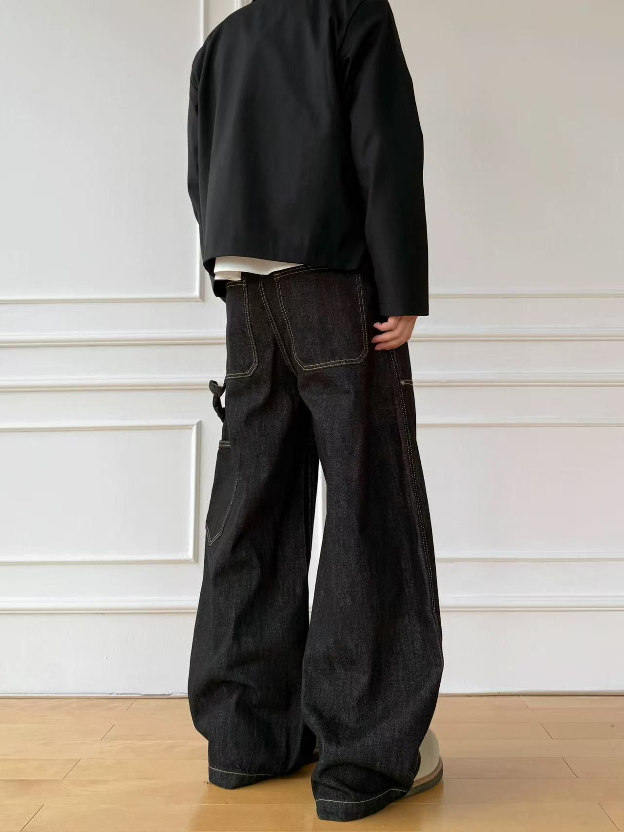 Japanese Brand Washed men's loose casual wide-leg cargo jeans with curved Size US 32 / EU 48 - 5 Thumbnail
