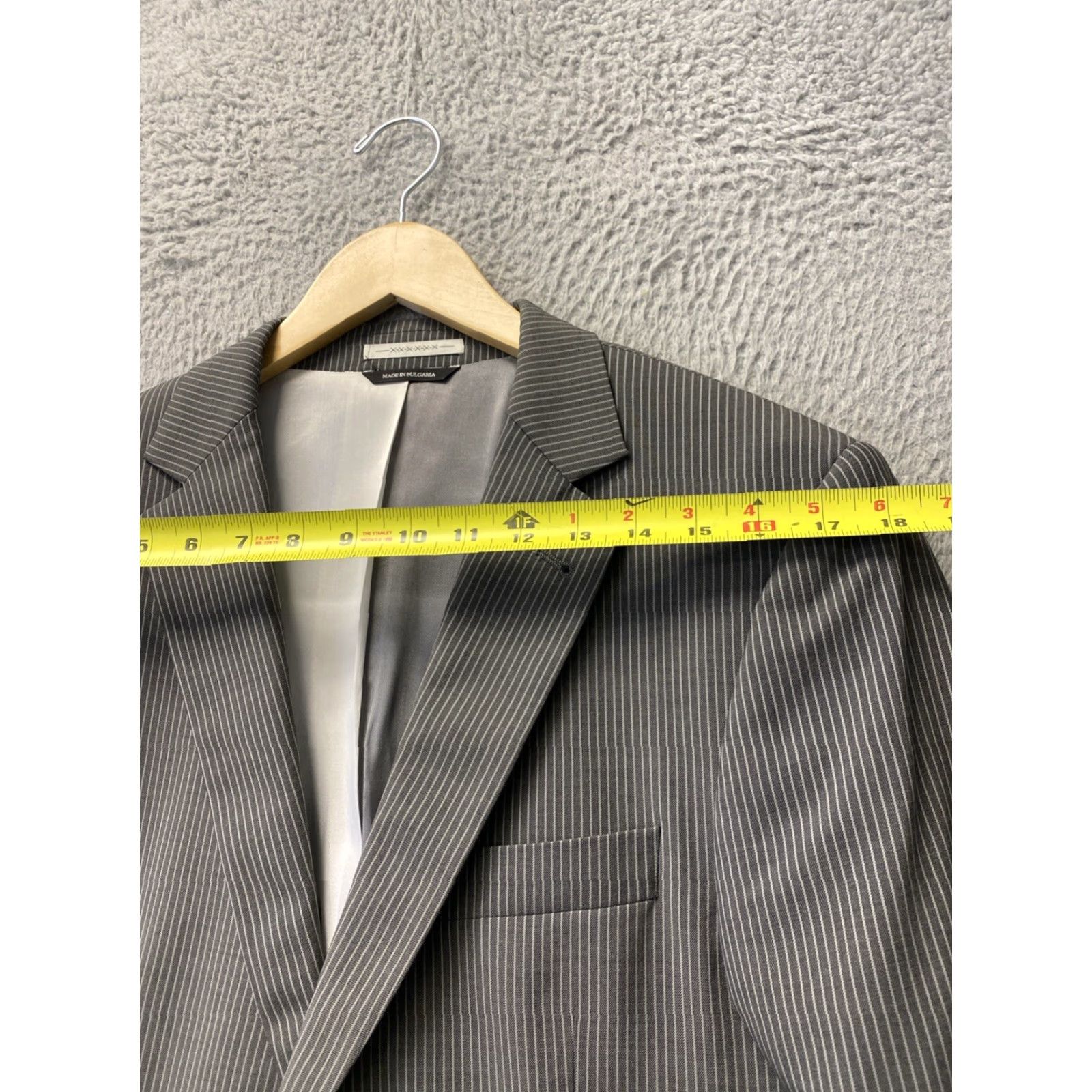 Vintage VINTAGE Van Gils Wool Suit 2 Piece Men's 40 Regular Gray Stripes Slim Fit Business Formal Wedding Size 40R - 6 Thumbnail