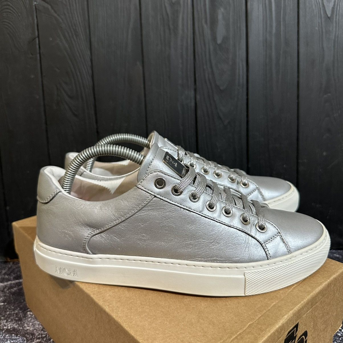 MCM MCM - Women’s Monogram Silver Leather Sneakers Size 39 Size US 9 / IT 39 - 2 Thumbnail
