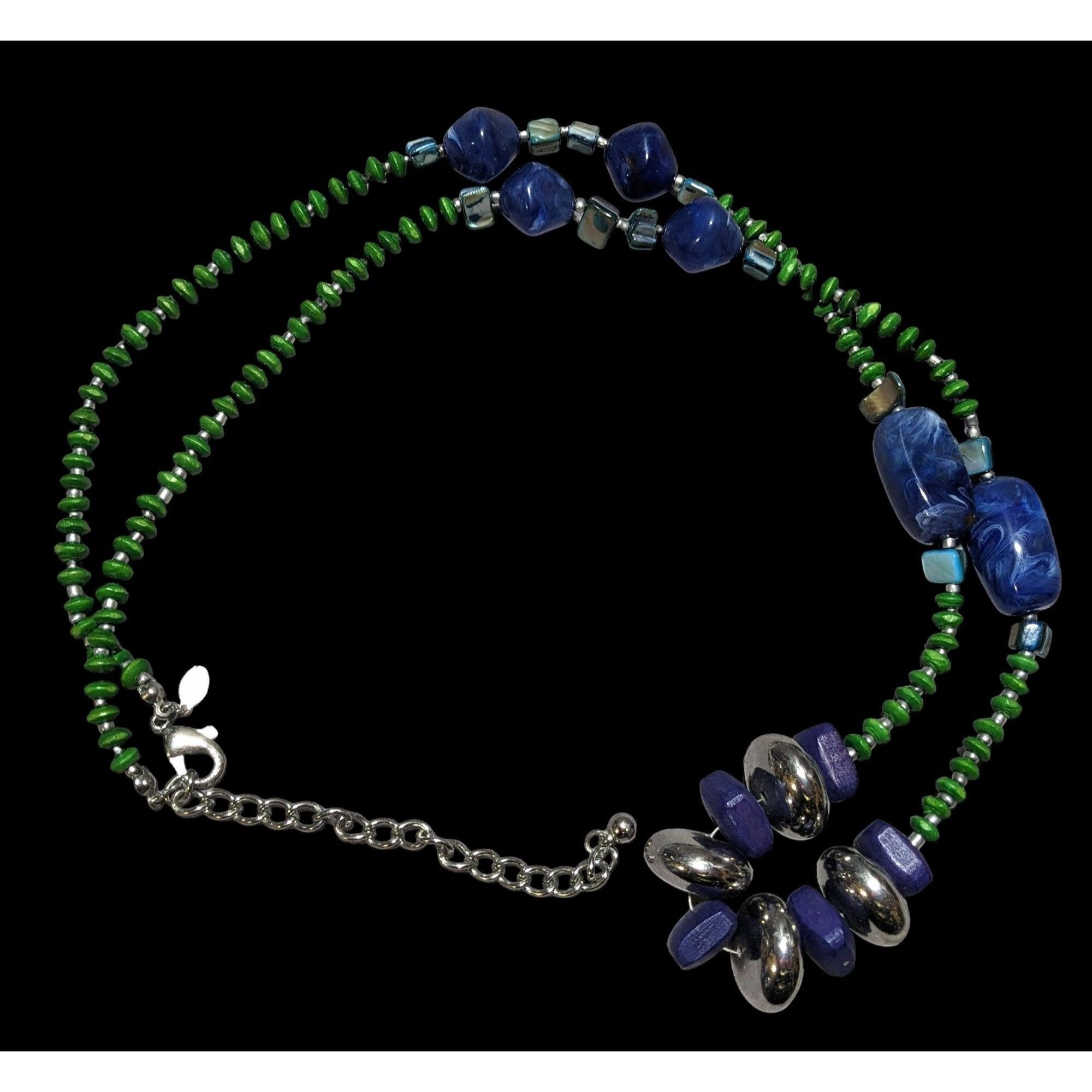 Chicos Chico's Long Blue And Green Beaded Necklace Size ONE SIZE - 1 Thumbnail