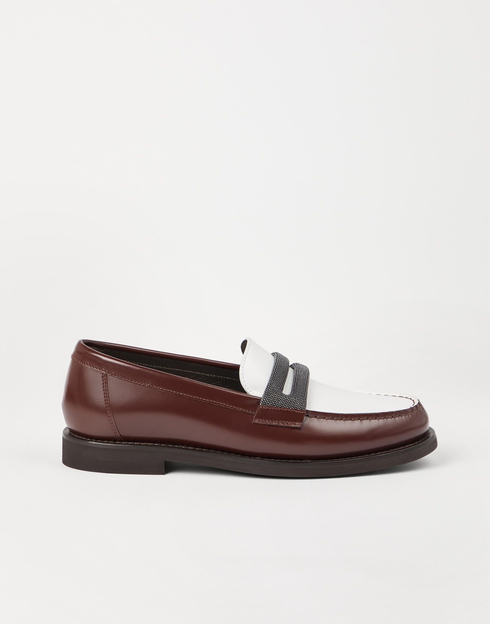 Brunello Cucinelli o1la1rc1a0326 Minimal Calfskin Penny Loafers in Multicolor Size US 8 / IT 38 - 1 Thumbnail