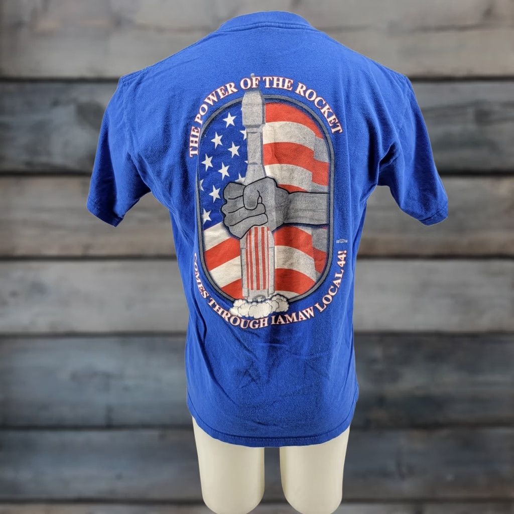 Vintage VINTAGE Union Line Distressed Lodge 44 Machinists & Aerospace Workers Union Mens T-Shirt Blue Large Shirt Men 90s Graphic Tee Size US L / EU 52-54 / 3 - 1 Thumbnail