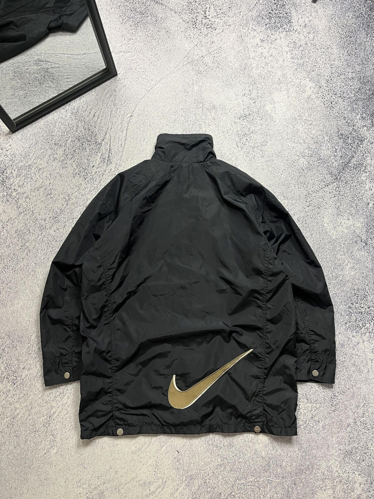 Nike Vintage Big Logo Swoosh Nylon Bomber Jacket 90s Y2K