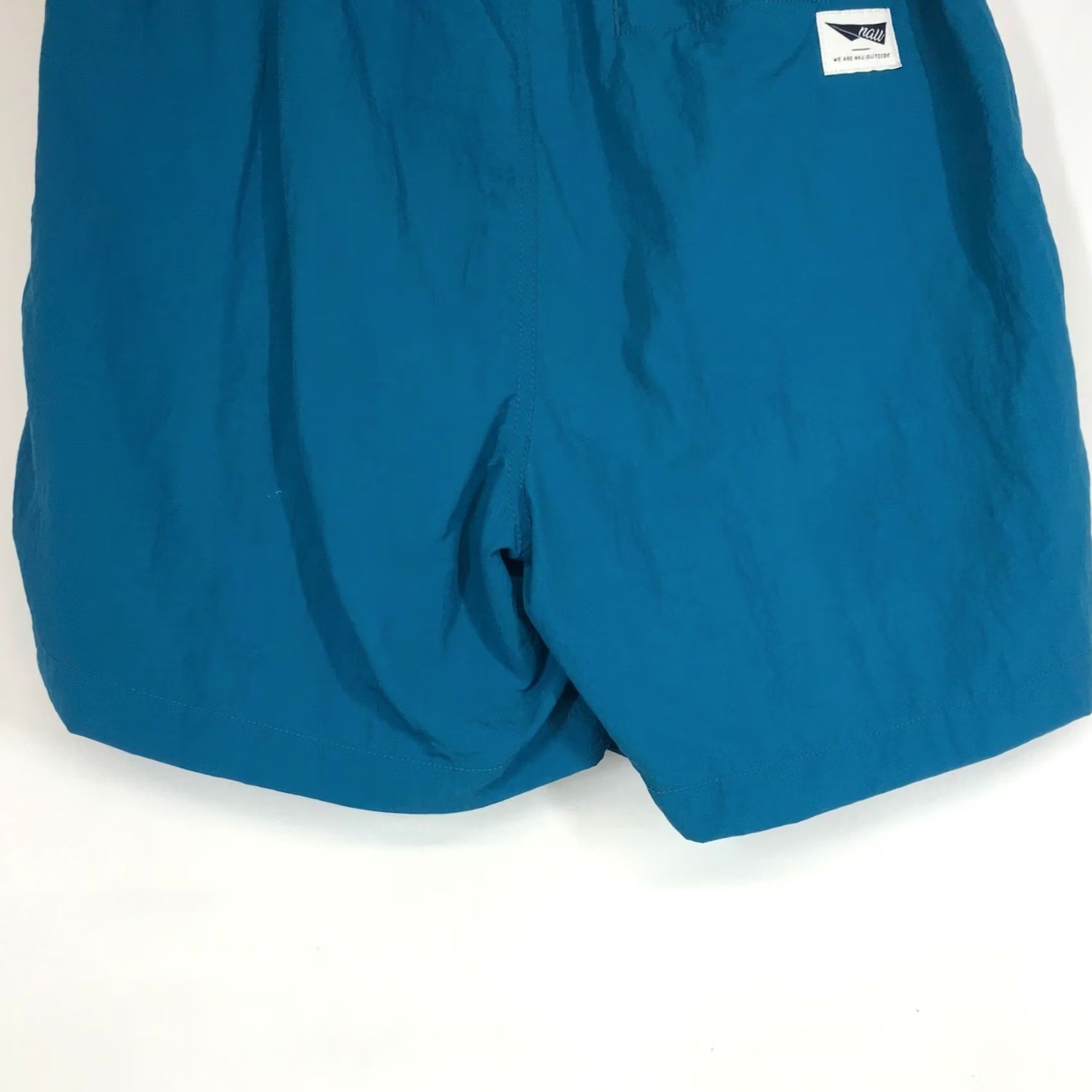 Vintage NAU Men Teal Blue Swim Shorts Active Right Elastic Waist Drawstring Pockets Size ONE SIZE - 7 Thumbnail