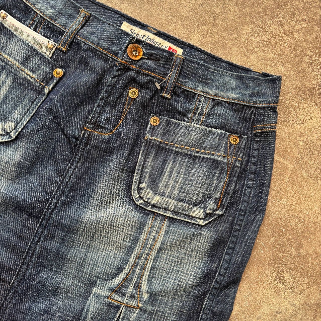 20471120 Diesel Style Vintage Y2K Washed Denim Skirt Size 28" / US 6 / IT 42 - 5 Thumbnail