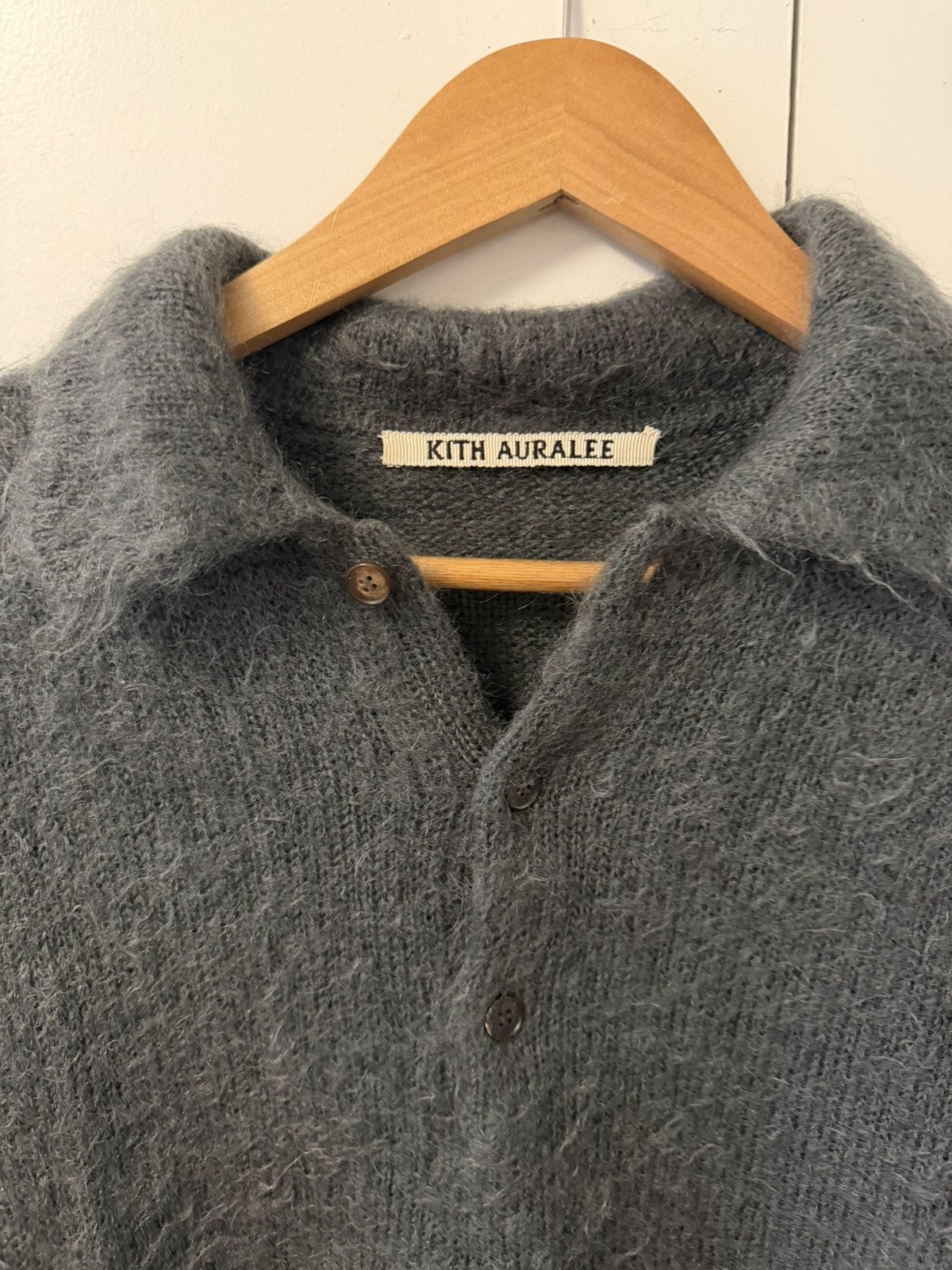 Auralee × Kith Brushed Super Kid Mohair Knit Polo, size 4 Size US L / EU 52-54 / 3 - 2 Thumbnail