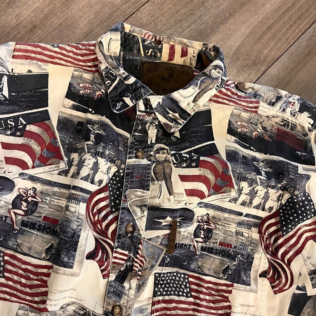 North River Outfitters North River American Flag USA Pattern Casual Buttonup Shirt Size US XL / EU 56 / 4 - 2 Thumbnail