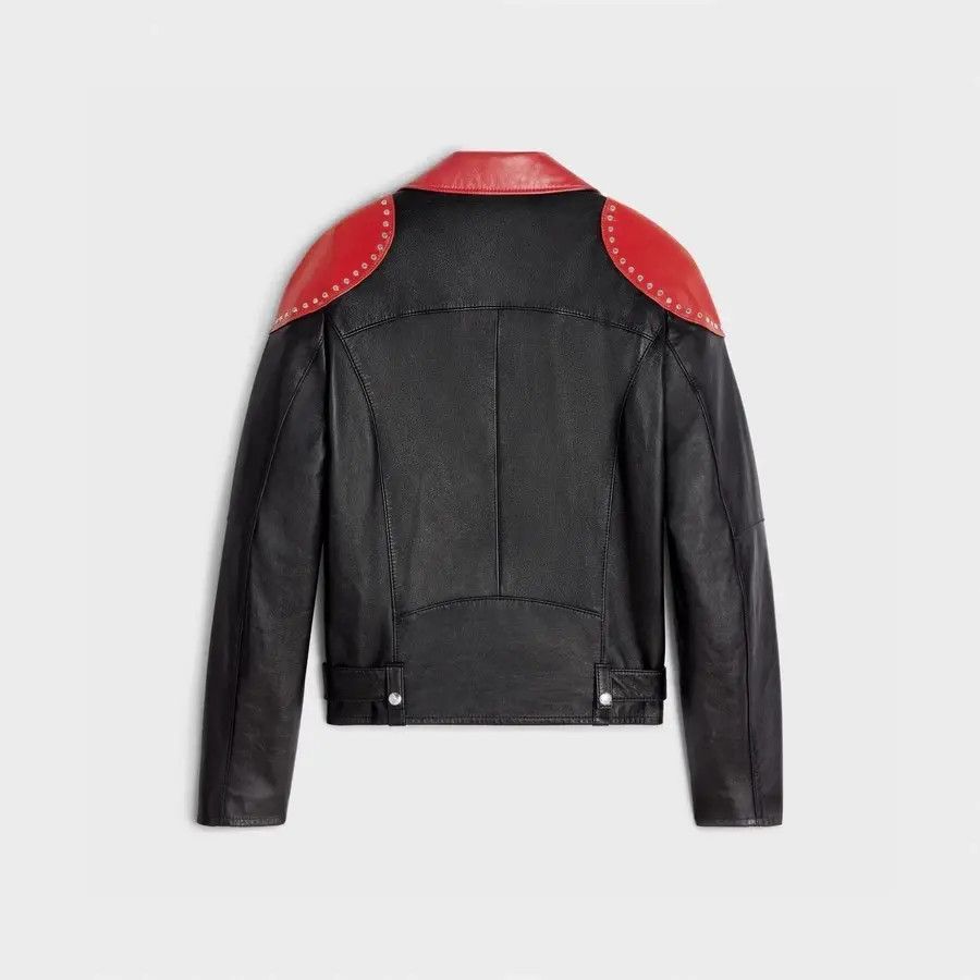 Celine o1w1db10324 Studded Biker Jacket in Black/Red Size US L / EU 52-54 / 3 - 2 Thumbnail