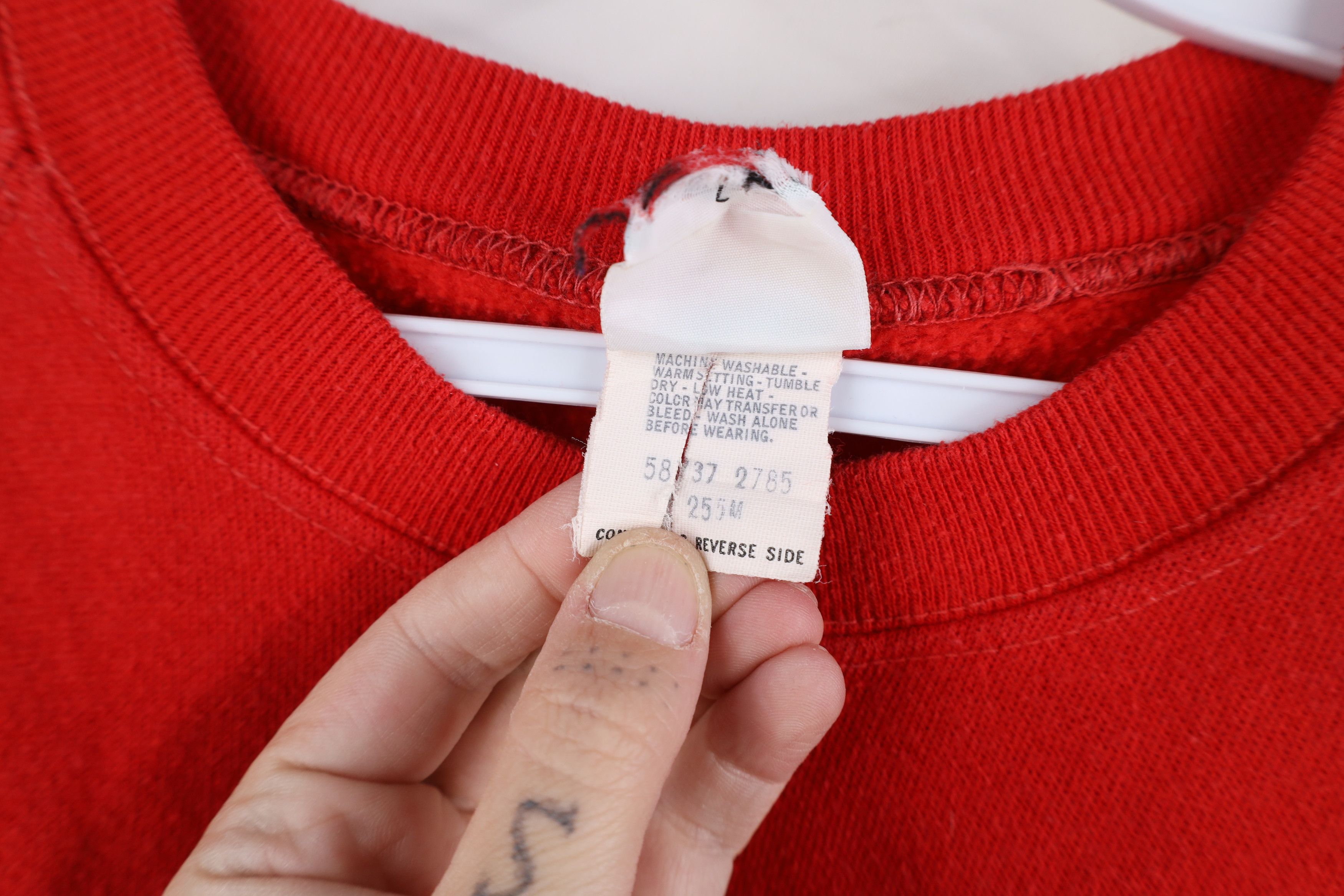 Vintage Vintage 70s Streetwear Blank Raglan Sweatshirt Red USA Size L / US 10 / IT 46 - 5 Thumbnail