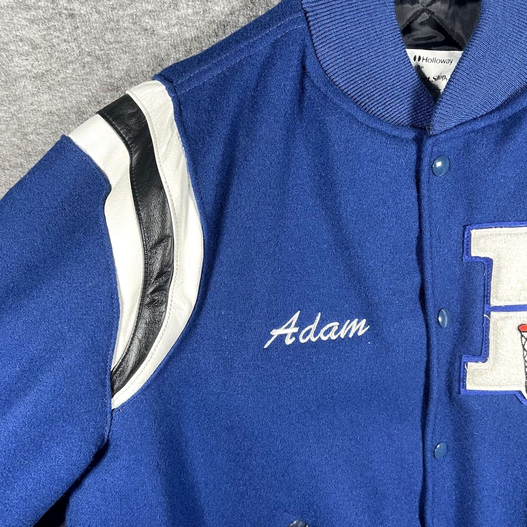 Holloway Holloway Mens Large Blue Varsity Jacket Cream 20,000 Shot Club Letterman Basketball Wool Size US L / EU 52-54 / 3 - 3 Thumbnail