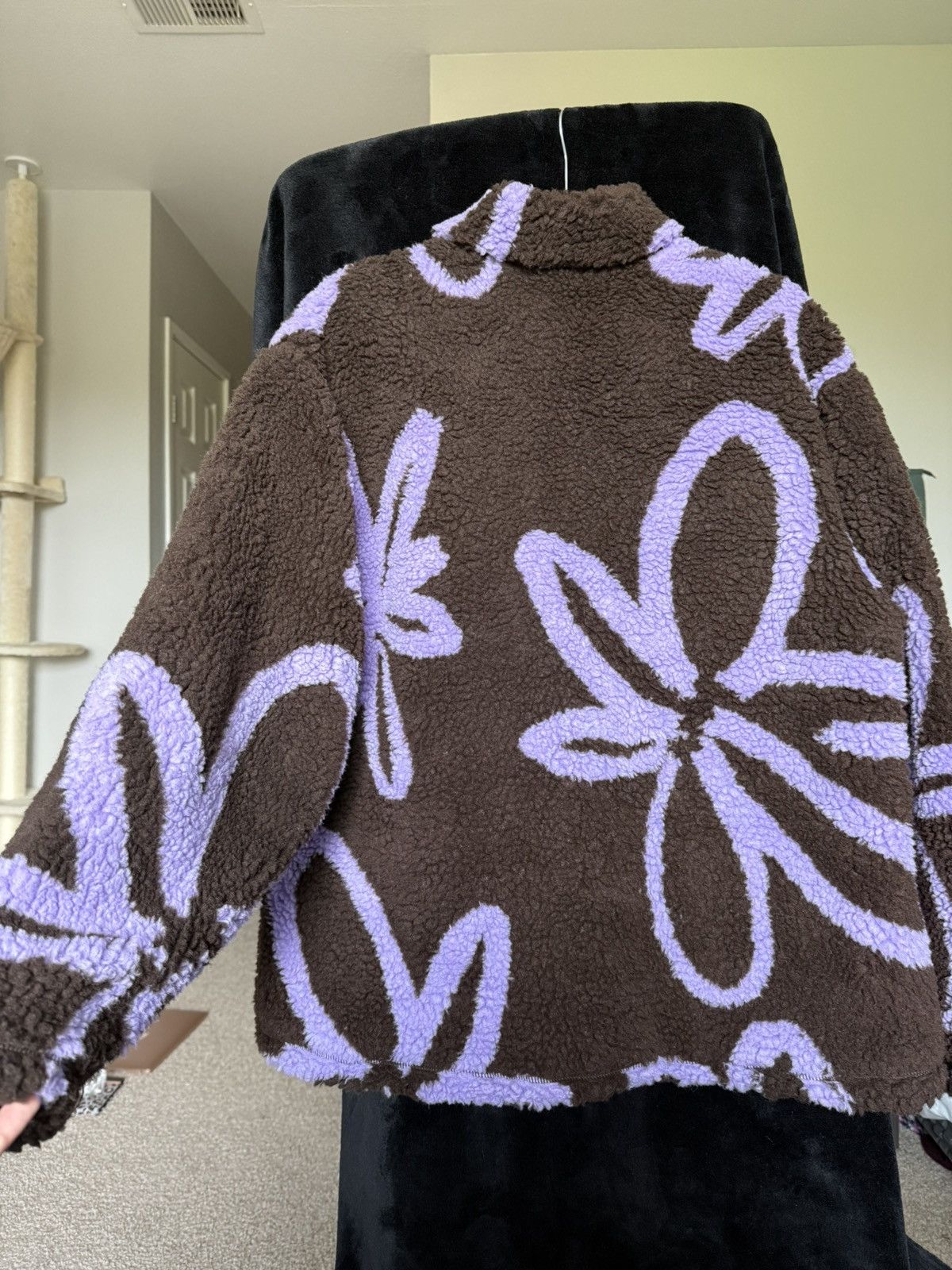 Obey Obey Floral Sherpa Fleece Jacket Brown Purple Abstract Print Size US M / EU 48-50 / 2 - 3 Thumbnail