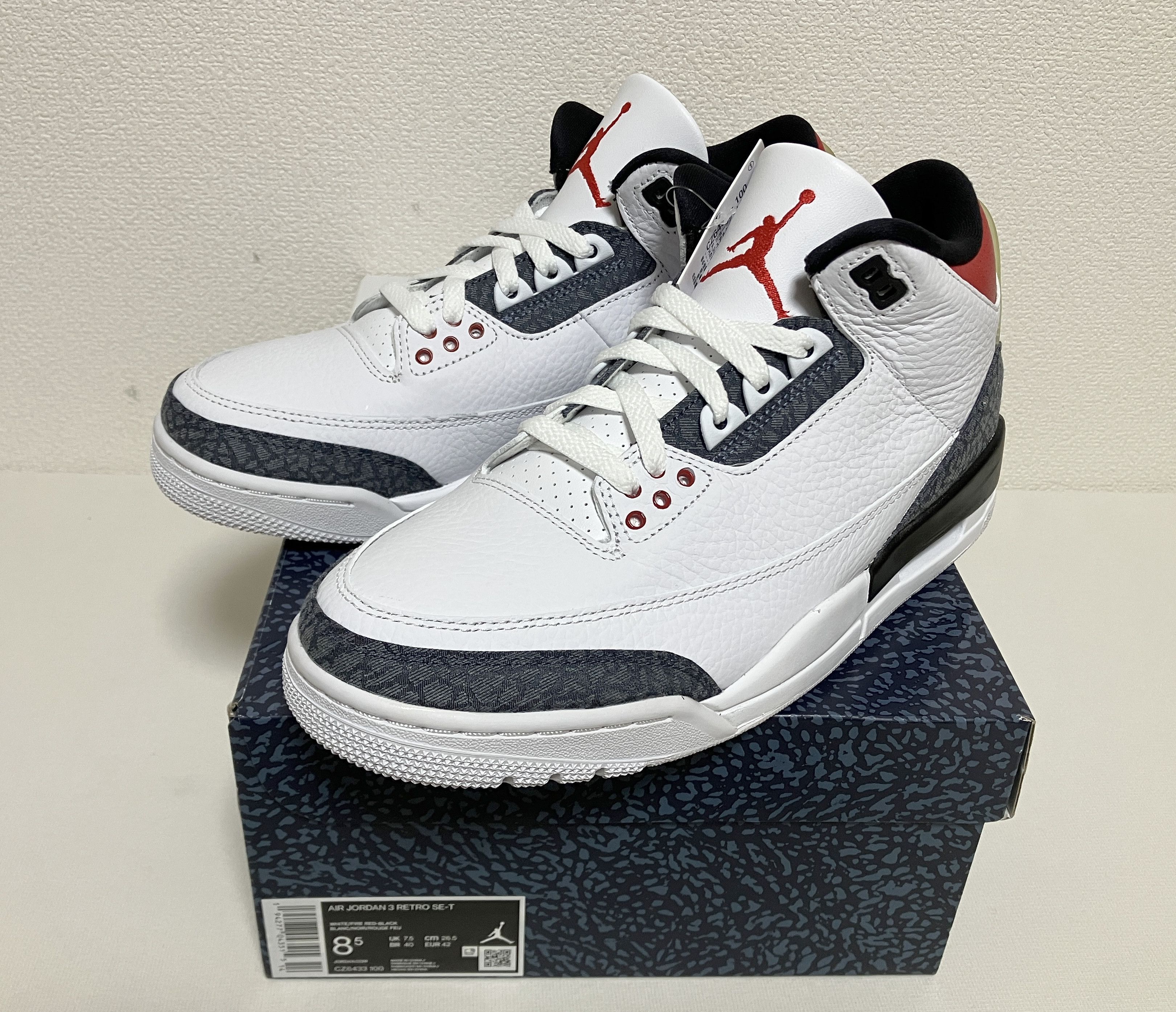 Jordan Brand × Nike NIKE Air Jordan 3 Retro SE-T AJ3 III fire red denim japan Size US 8.5 / EU 41-42 - 1 Thumbnail