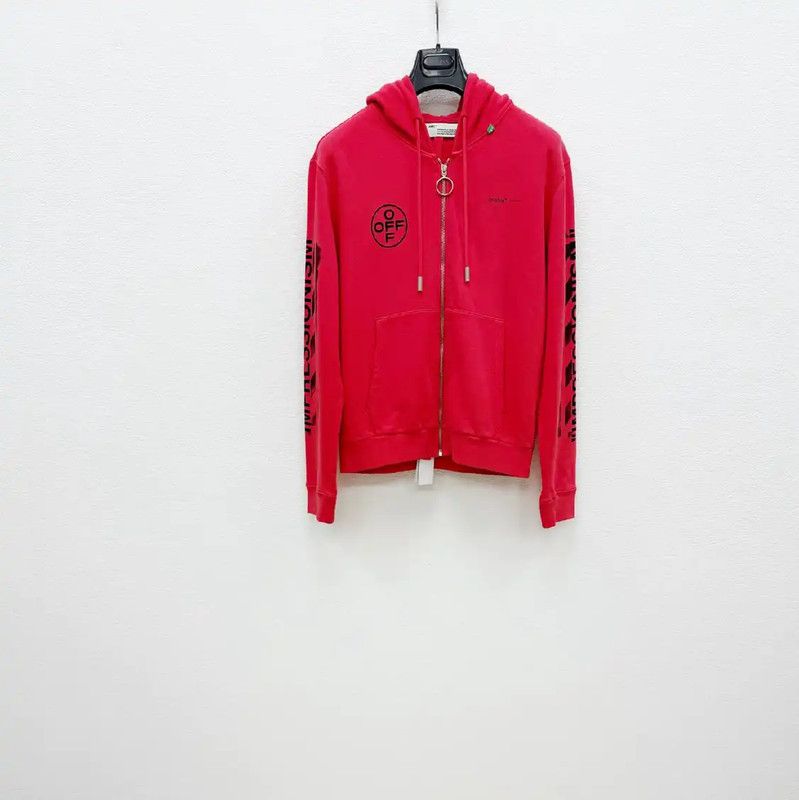 Off-White Off-White Red Long Sleeve Hoodie for Men 0089 Size US M / EU 48-50 / 2 - 1 Thumbnail
