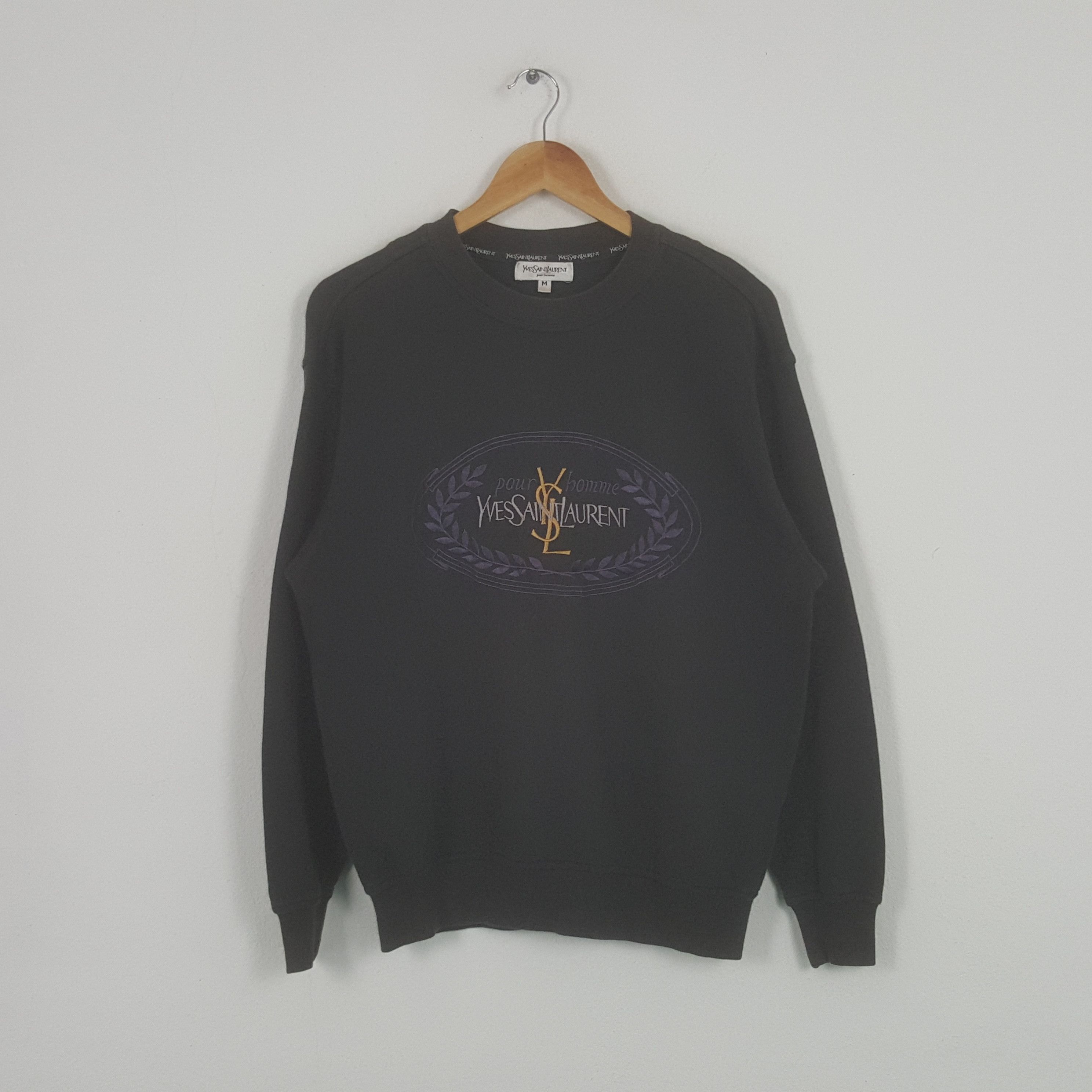 Yves Saint Laurent Vintage Yves Saint Laurent Center Embroidery Logo Sweatshirt Size US M / EU 48-50 / 2 - 1 Thumbnail