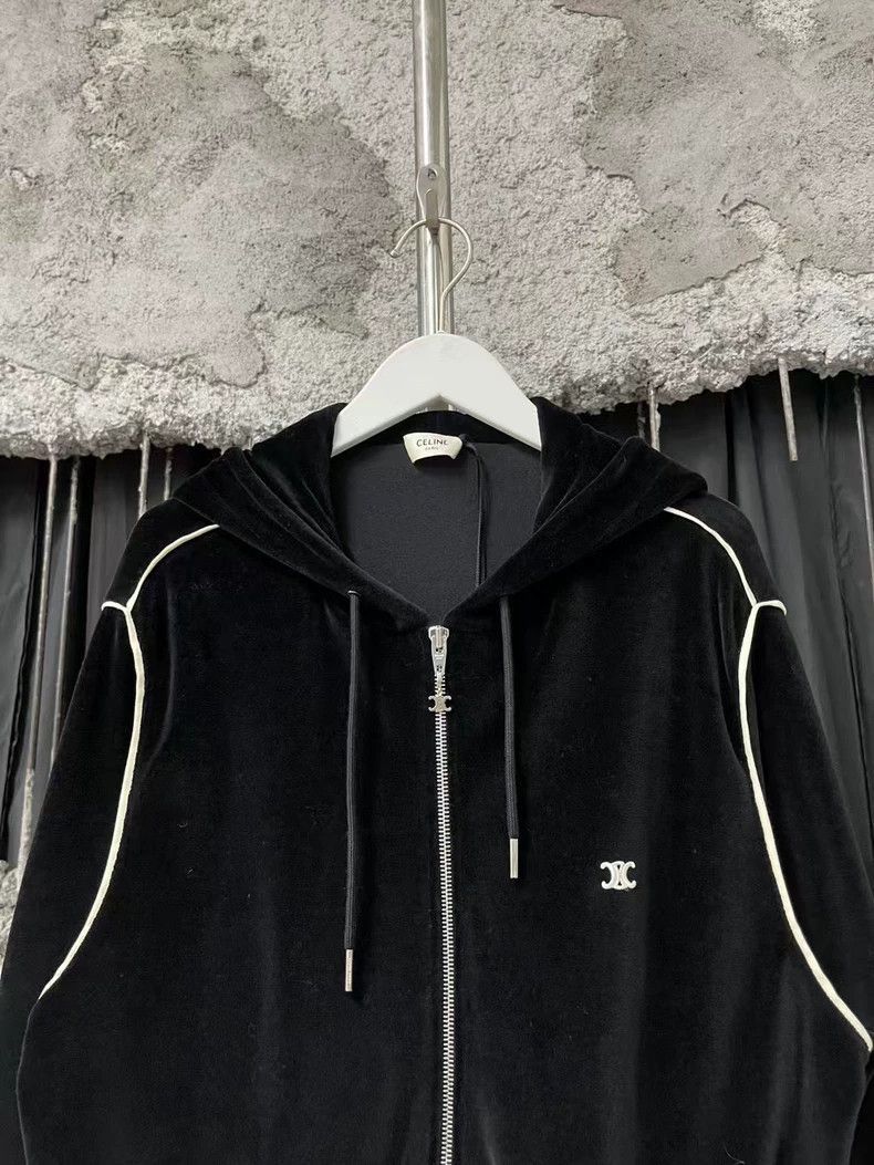 Celine Celine Black Velvet Hoodie with Zipper Size US L / EU 52-54 / 3 - 3 Thumbnail