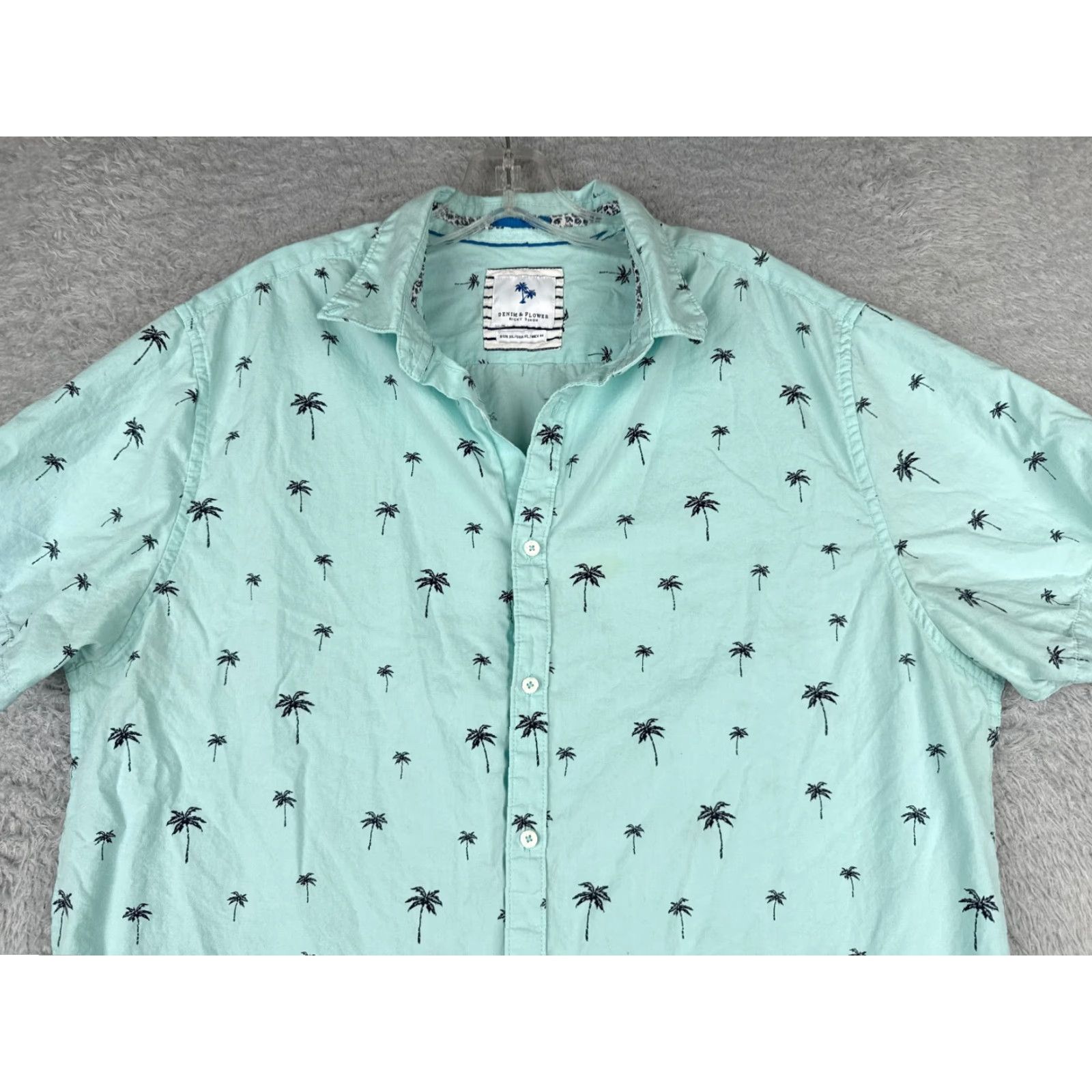 Vintage Denim & Flower Men’s Hawaiian Shirt XL Blue Floral All Over Print Short Sleeve Cotton Summer Casual Size US XL / EU 56 / 4 - 4 Thumbnail