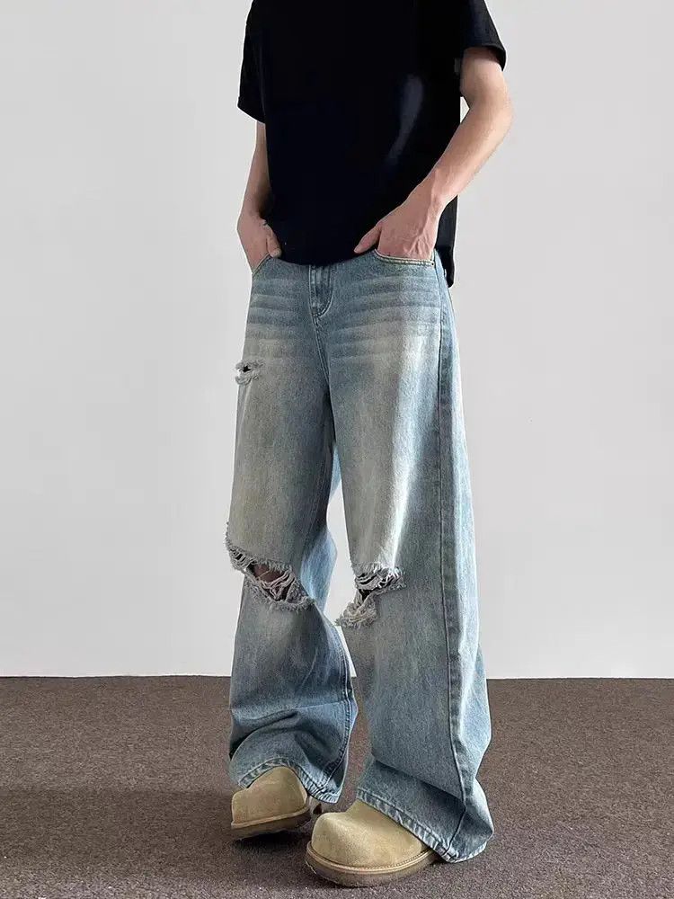 Japanese Brand High street ripped straight leg vintage baggy jeans Size US 32 / EU 48 - 2 Thumbnail