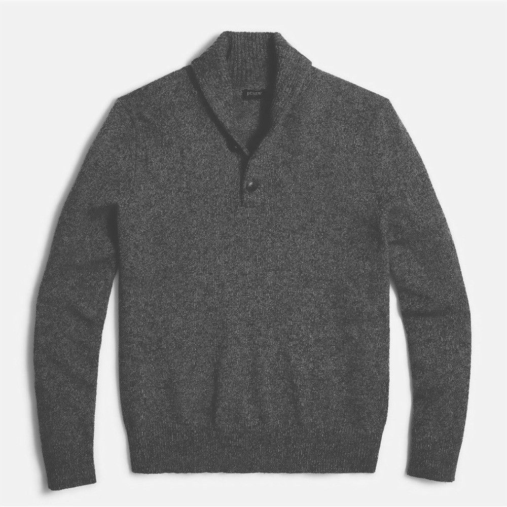J.Crew J.Crew Shawl Collar 100% Merino Wool Grey Sweater Size M Size US M / EU 48-50 / 2 - 1 Thumbnail