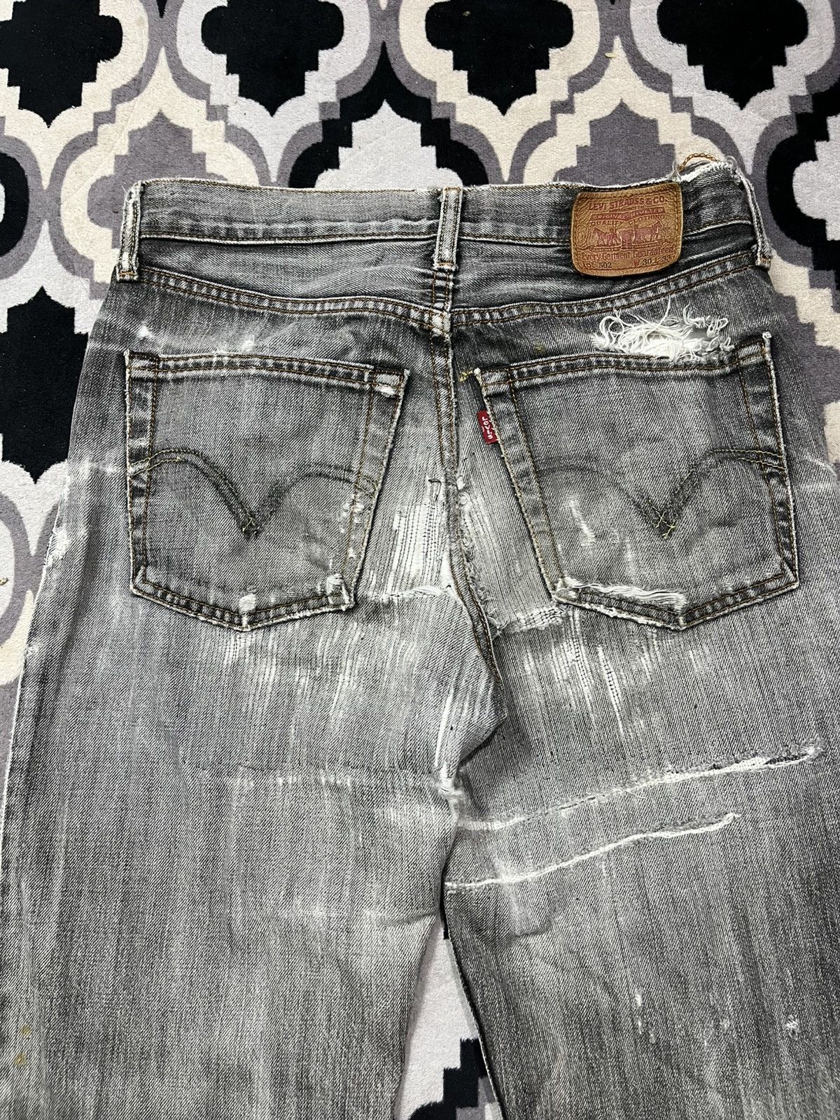 Levi's Vintage Clothing Rare 1990s levis 502 sashiko destroyed sun faded denim pants Size US 30 / EU 46 - 5 Thumbnail