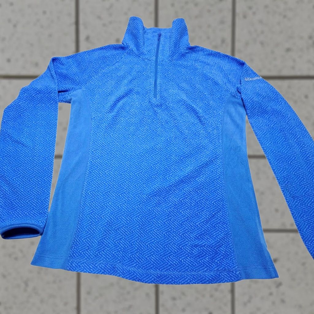 Vintage Columbia Pullover Jacket 1/4 Zip Blue Women Medium Fleece Sweatshirt Size M / US 6-8 / IT 42-44 - 1 Thumbnail