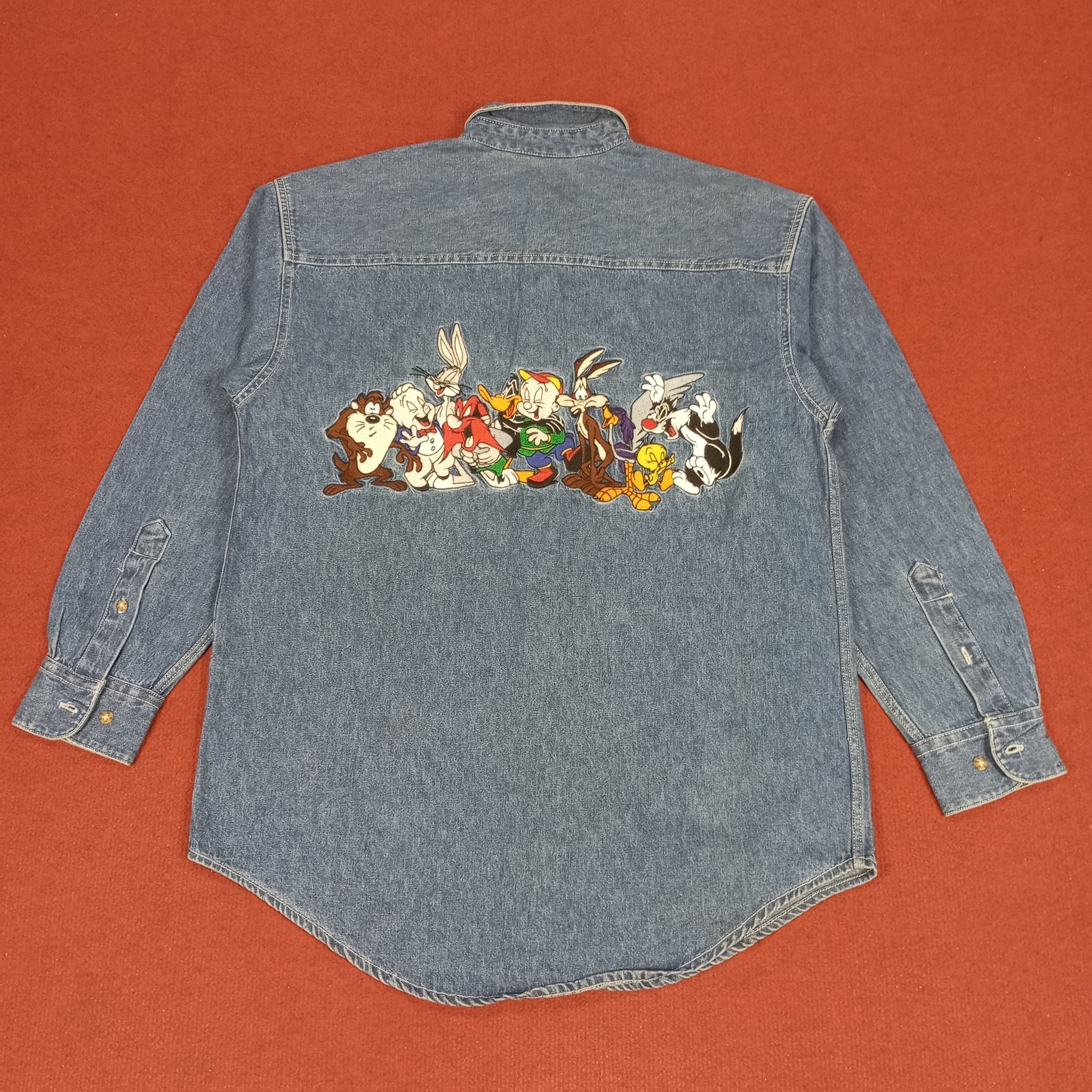 Cartoon Network × Vintage × Warner Bros Looney Tunes Warner Bros Characters Design Denim Shirt Size US S / EU 44-46 / 1 - 1 Thumbnail
