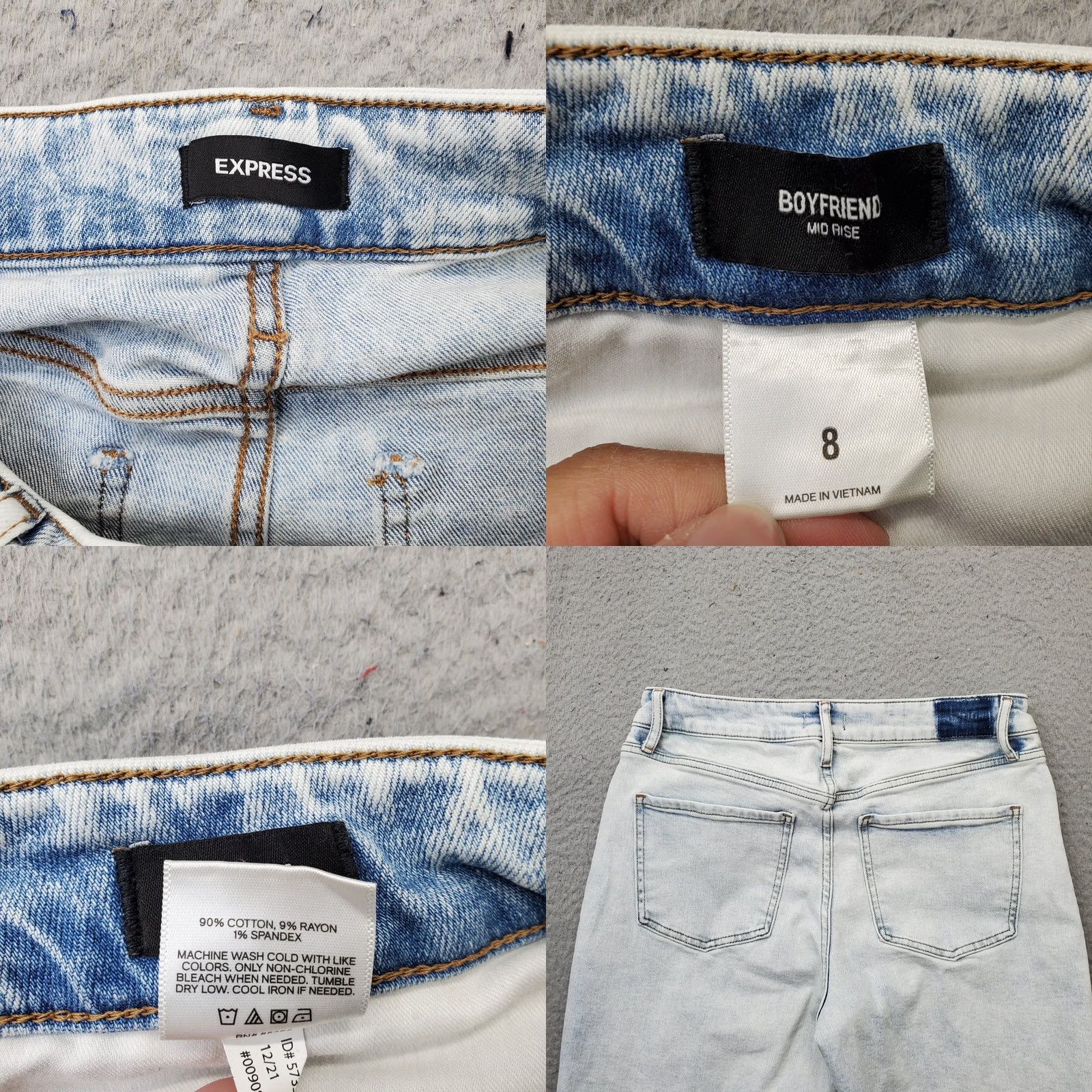 Express Express Womens 8 Jeans Boyfriend Mid Rise Light Wash Straight Leg Denim Leather? Size 30" / US 8 / IT 44 - 8 Thumbnail