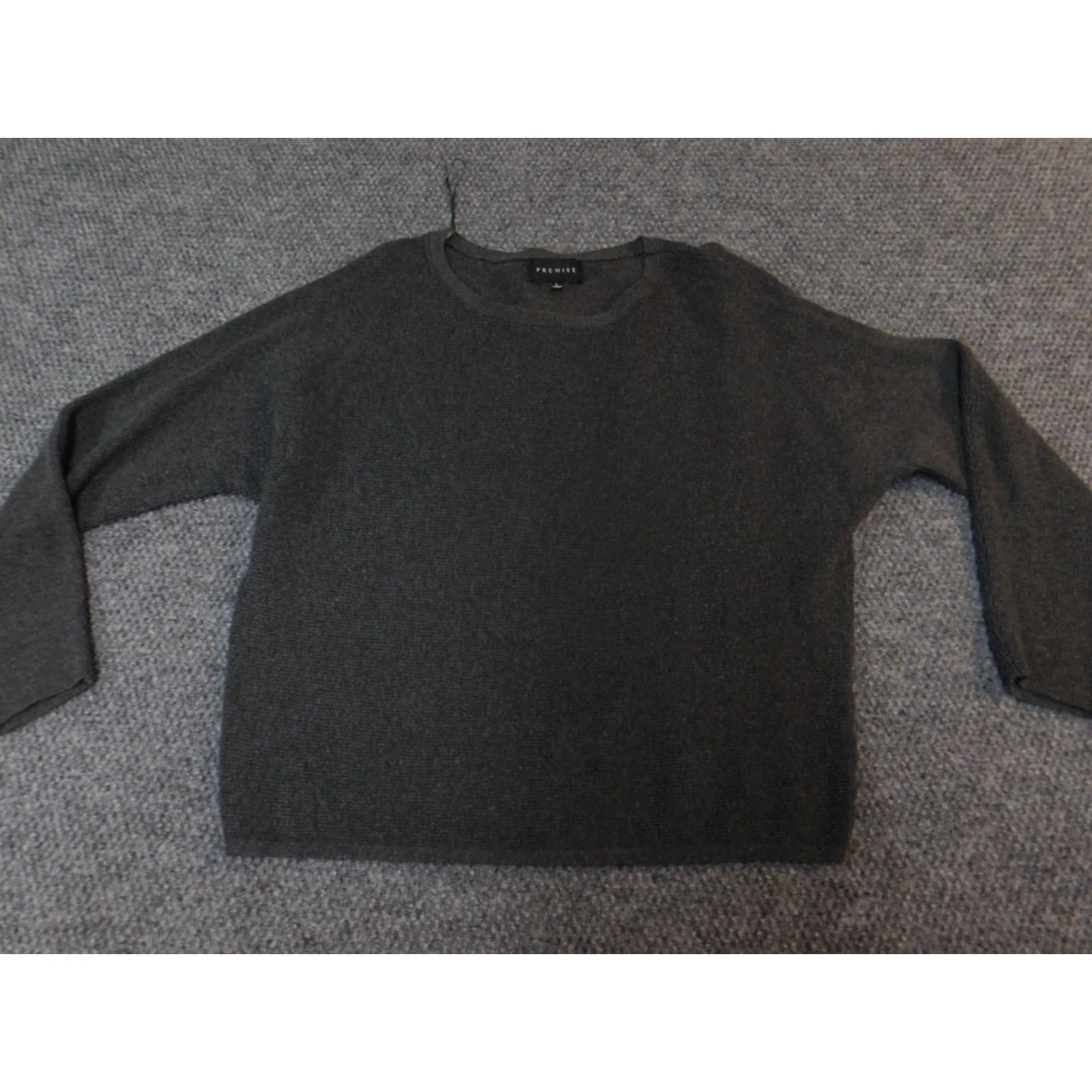 Vintage Premise Womens Sweater L Gray Pullover Knit Stretch Rib Knit Solid Long Sleeve Crew Neck Regular Fall Winter Spring Active Size L / US 10 / IT 46 - 2 Thumbnail